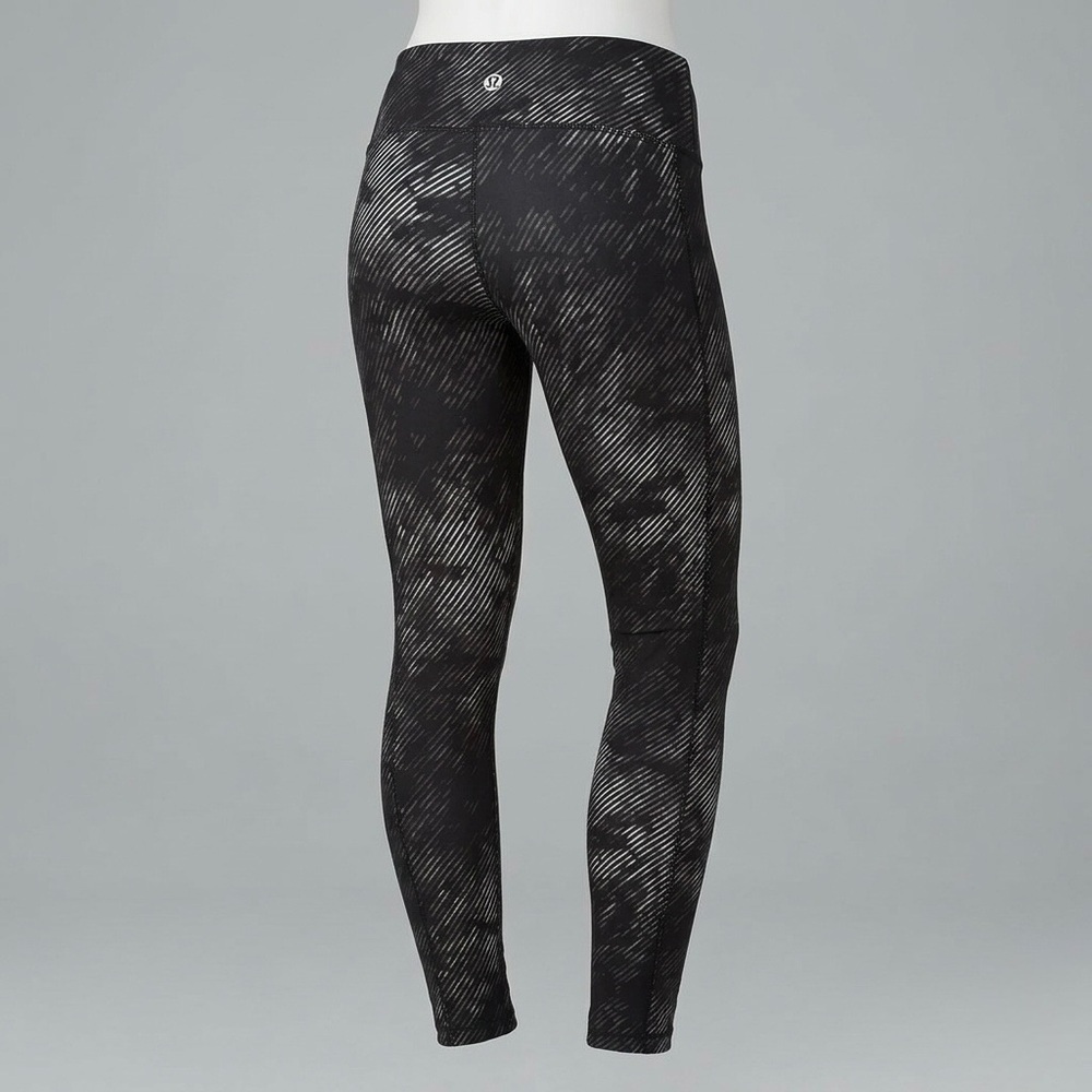 Lululemon Wunder Under High-Rise Leggings - Size 10 - Black/White Striped Static